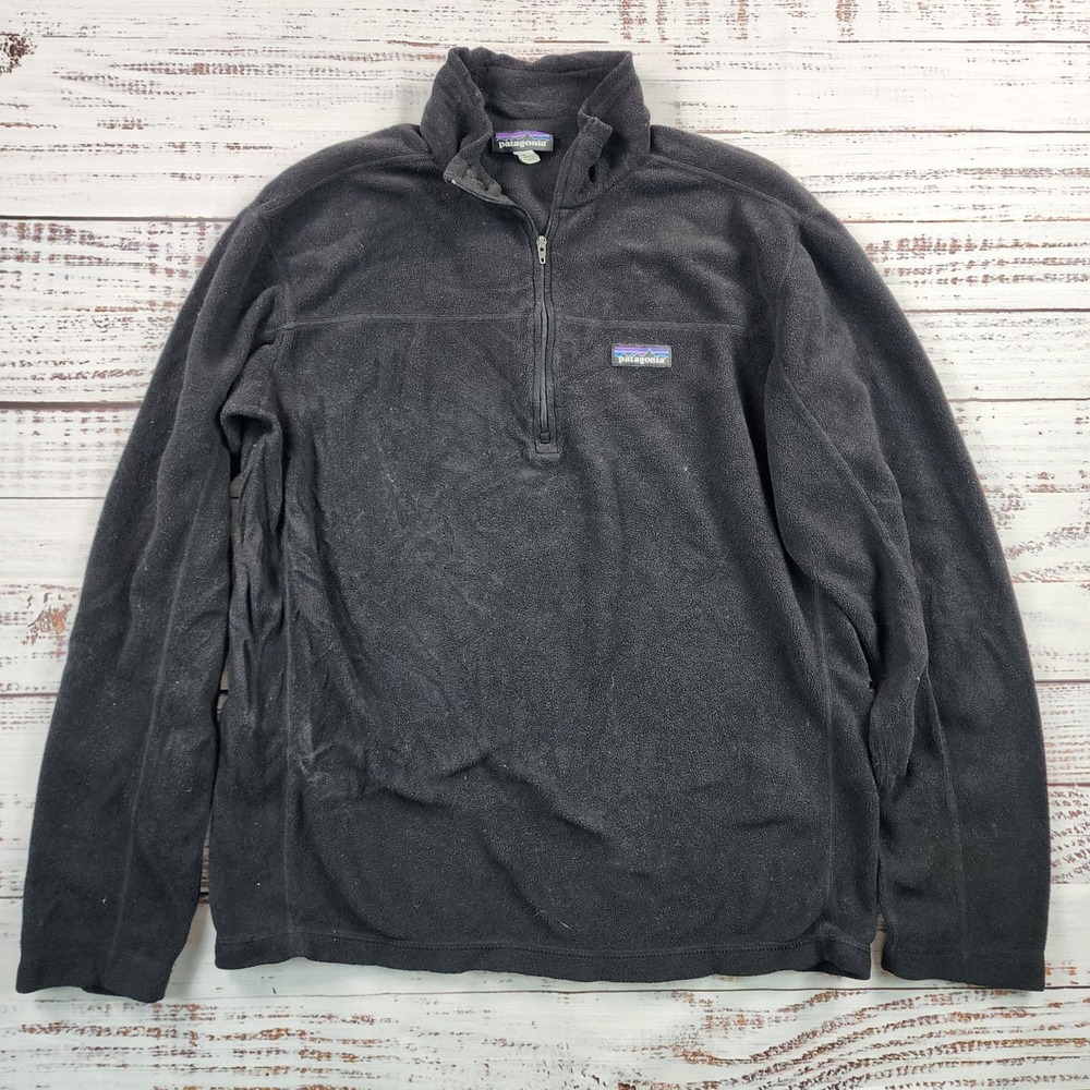Patagonia Micro D Fleece Pullover Men's Small Black 1/4 Zip Hiking Outdoor